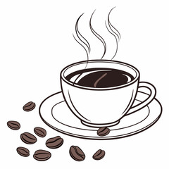 Aromatic coffee cup steam beans beverage