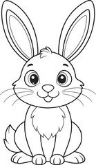 Adorable Cottontail Rabbit Coloring Page Cute Hare Illustration For Kids Vector Illustration