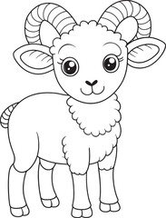 Adorable Dall Sheep Coloring Page Sheep Animal Illustration Vector Illustration