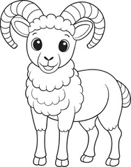 Adorable Dall Sheep Coloring Page Line Art Animal Illustration Design Vector Illustration