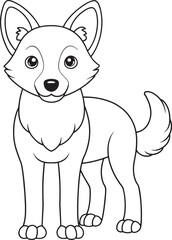 Adorable Cartoon Dingo Coloring Page Printable Puppy Canine Animal Outline Vector Illustration