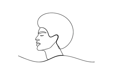 Serene woman profile line drawing minimalist art