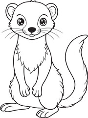 Adorable Dwarf Mongoose Coloring Page Animal Illustration For Kids Vector Illustration