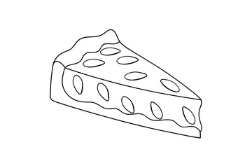 Delicious slice of almond pie line drawing illustration