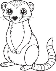 Adorable Egyptian Mongoose Coloring Page Cute Animal Illustration For Kids Vector Illustration