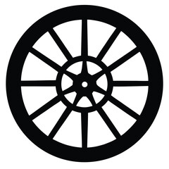 Fototapeta premium Black and White Illustration Detailed Wheel with Spokes and Central Geometric Design