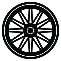 Fototapeta premium Black and White Illustration of a Circular Wheel with Spokes on White Background
