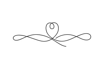 Elegant heart shaped line drawing design element