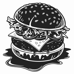 Delicious juicy burger sesame bun melted cheese