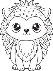 Adorable European Hedgehog Coloring Page Cute Animal For Kids Vector Illustration