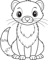 Adorable Ferret Coloring Page Cute Animal Illustration For Kids Vector Illustration