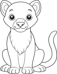 Adorable Cartoon Fossa Coloring Page For Kids Vector Illustration