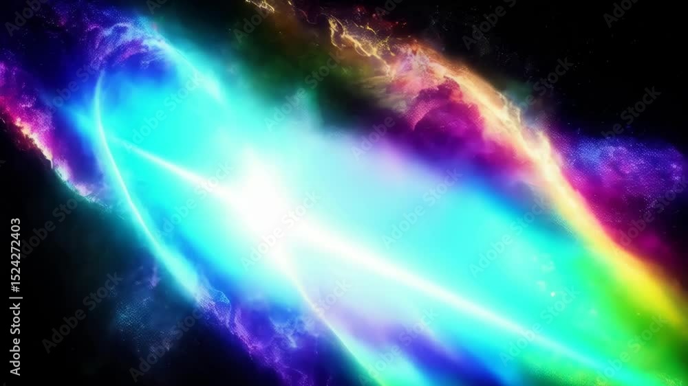 Poster ethereal abstract composition featuring luminous filaments and nebula-like shapes in warm and cool s
