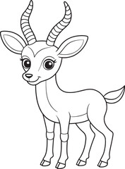 Adorable Gazelle Coloring Page Animal Illustration For Kids Vector Illustration