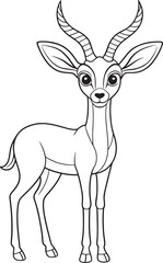 Adorable Cartoon Gerenuk Line Art For Coloring Books Vector Illustration
