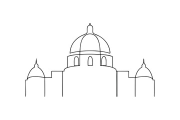 Single line drawing of a classic dome building