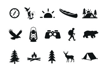 Fototapeta premium Collection of Camping and Outdoor Adventure Icons