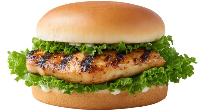 Burger chicken burger with chees isolated on transparent background