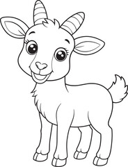 Adorable Kid Goat Coloring Page Cute Farm Animal Illustration Vector Illustration