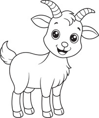 Adorable Kid Goat Coloring Page Farm Animal Illustration Vector Illustration