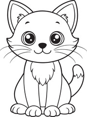 Adorable Golden Cat Coloring Page Cute Pet Animal Drawing Vector Illustration