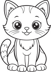 Adorable African Golden Cat Coloring Page Cute Pet Animal Drawing Vector Illustration