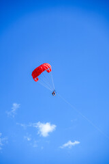 Tourists Enjoy Parasailing Over the Adriatic Sea in Budva, Montenegro