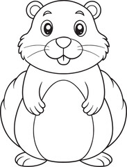 Adorable Gopher Coloring Page Printable Cute Animal Illustration Vector Illustration