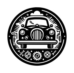 Classic car repair shop logo design
