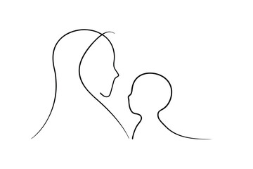 Mother and child line drawing minimalist art
