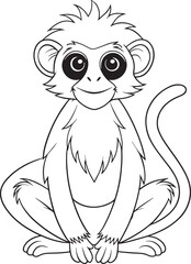 Adorable Cartoon Guereza Colobus Coloring Page For Kids Vector Illustration