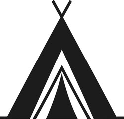 "Minimalist black silhouette icon of a teepee tent on transparent background, vector style"  © Rabin