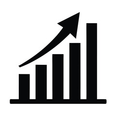 Growing Business Bar Chart with Upward Arrow Representing Increasing Growth and Profitability