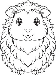 Adorable Guinea Pig Coloring Page Cute Pet Animal Vector Illustration