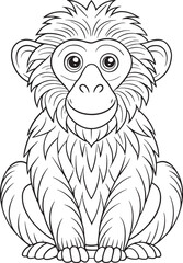 Adorable Hamadryas Baboon Coloring Page Printable Cute Animal Vector Illustration
