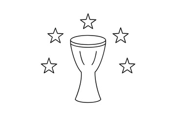 Djembe drum line drawing with five stars award