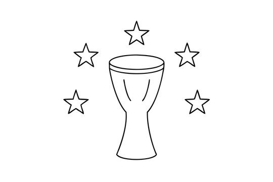 Djembe drum line drawing with five stars award
