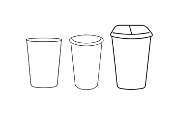 Line drawing of three different sized cups