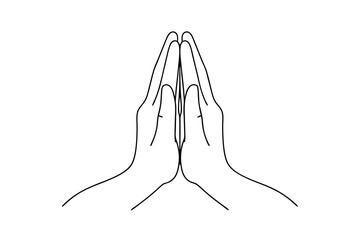 Simple line drawing of praying hands in prayer position