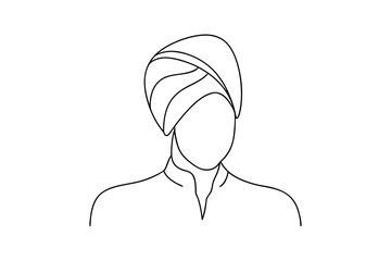 Simple line drawing of a person wearing a turban