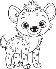 Obraz premium a cute cartoon hyena with spots and a flower on its head is standing alone