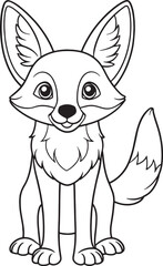 Adorable Cartoon Jackal Coloring Page Printable Illustration Vector Illustration