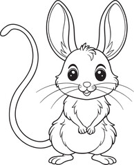 Adorable Jerboa Coloring Page Cute Rodent Illustration Vector Illustration