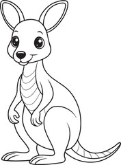 Adorable Kangaroo Line Art Printable Coloring Page For Kids Vector Illustration