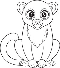 Adorable Kinkajou Coloring Page Animal Drawing For Kids Vector Illustration