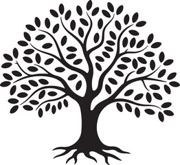 Stylized Tree Silhouette Vector Graphic Icon — Symbol of Growth, Nature, and Life