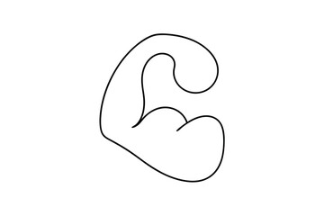 Simple line drawing of a flexed bicep muscle