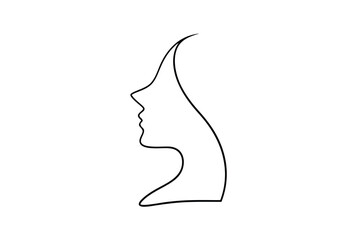 Elegant minimalist line drawing of a woman's face profile