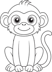 Adorable Cartoon Macaque Illustration For Coloring Pages And Kids Books Vector Illustration