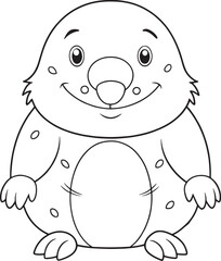 Adorable Mole Coloring Page Cute Animal For Kids Vector Illustration